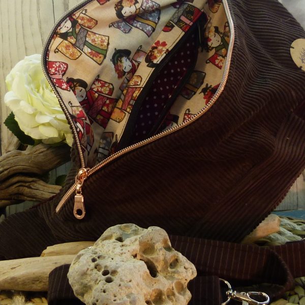 P1100277 sac banane tissus recyclé fabriqué en france modèle taille L gourmandes double zip poche zipée intérieure et extérieure