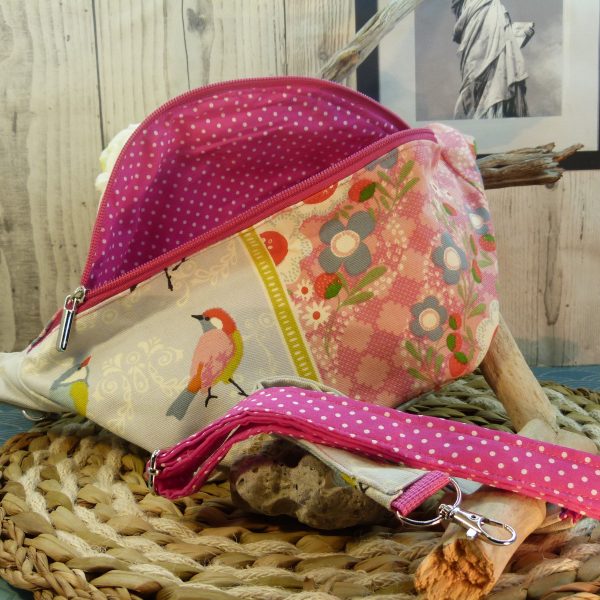 sac banane tissus recyclé fabriqué en france modèle taille L gourmandes double zip poche zipée intérieure et extérieure