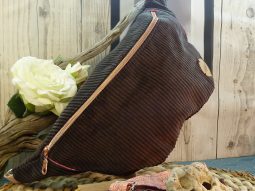 sac banane velours côtelé doublée coton rose sangle réglable fabriqué en France
